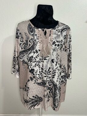 Catherines 1X Petite Paisley Floral Blouse